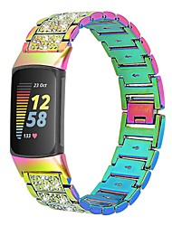 voordelige -1 pcs Slimme horlogeband voor Fitbit 5 . opladen Fitbit Charge 5 Roestvrij staal Smartwatch Band Bling Diamant sieraden armband Vervanging Polsbandje