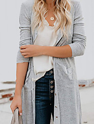 cheap -Women&#039;s Cardigan Knitted Plain Basic Regular Spring &amp;  Fall Black Light Grey Dark Gray White