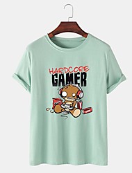 cheap -Men&#039;s T shirt Tee Hot Stamping Cartoon Graphic Prints Game Crew Neck Street Casual Print Short Sleeve Tops Cotton Basic Fashion Big and Tall Green White Black / Summer