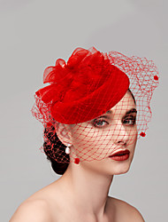 cheap -Feathers / Net Fascinators / Hats / Headpiece with Feather / Cap / Flower 1 PC Wedding / Valentine&#039;s Day / Valentine Headpiece