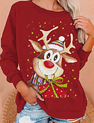 cheap -Women&#039;s Sweatshirt Pullover Stars Reindeer Elk Print Christmas Christmas Gifts Weekend 3D Print Streetwear Christmas Hoodies Sweatshirts  Loose Black Orange Dark Gray
