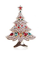 cheap -Women&#039;s Brooches Classic Christmas Tree Stylish Sweet Brooch Jewelry Gold For Christmas Daily