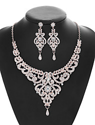 cheap -1 set Jewelry Set Bridal Jewelry Sets For Women&#039;s Cubic Zirconia Clear Christmas Wedding Party Evening Rhinestone Rose Gold Plated Alloy Retro Precious