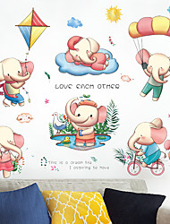 cheap -50x70cm Wall Sticker Self-adhesive Cartoon Playing Baby Elephant Children‘s Room Bedroom Bedside Cabinet Wall Decoration