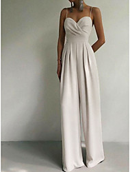 cheap -Jumpsuits Minimalist Elegant Prom Formal Evening Birthday Dress Spaghetti Strap Sleeveless Floor Length Spandex with Pleats 2022