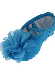 cheap -Girls&#039; Ballet Shoes Practice Trainning Dance Shoes Training Professional Flat Flower Flat Heel Round Toe Blue Elastic Band Slip-on Kid&#039;s