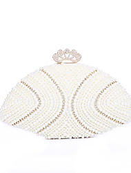 cheap -Women&#039;s Evening Bag Bridal Purse Evening Bag Acrylic Satin Pearls Pattern Geometric Pearl Party / Evening White