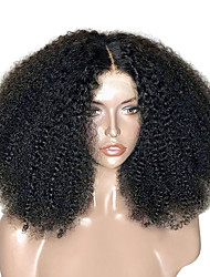 cheap -Remy Human Hair 13x4 Lace Front Wig Middle Part Brazilian Hair Afro Curly Natural Wig 150% Density Adjustable Elastic Women Best Quality African American Wig For Women&#039;s 14 inch 12 inch 16 inch Human