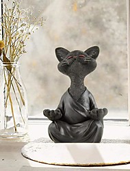 cheap -Whimsical Black Buddha Cat Figurine Meditation Yoga Collectible Happy Cat Collection  Cat Lover Gifts for Women Cat Lover Gifts for Men  Meditation Decor  Yoga Decor
