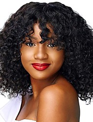 cheap -Remy Human Hair Full Lace Wig Free Part With Bangs Style Brazilian Hair Kinky Curly 130% Density with Baby Hair Natural Best Quality curling Human Hair Lace Wig