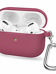 cheap -TanMay AirPods Case Cover Silicone Protective Case Skin for Apple Airpods Pro (Front LED Visible) - Rose Red