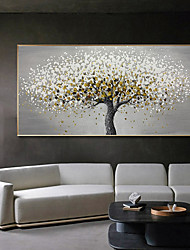 cheap -Manual Handmade Oil Painting Hand Painted Horizontal Panoramic Abstract Floral / Botanical Modern Realism Rolled Canvas (No Frame)