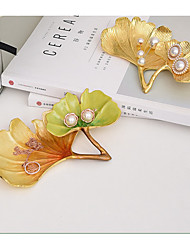 cheap -14x12cm Ginkgo Leaf  Zinc Alloy Jewelry Tray Jewelry Rack Ring Earring Storage Tray Creative Ornament Decoration