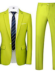 cheap -Black Lime Green Sky Blue Men&#039;s Wedding Suits 2 pcs Solid Colored Tailored Fit Single Breasted One-button 2022