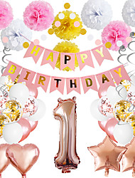 cheap -One Year Old Birthday Party Balloon Rose Gold Number 1 Balloon Sequined Balloon Set