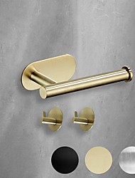 cheap -3 PCS Bathroom Hardware Set 3M Strong Viscosity Adhesive Bathroom Accessories Wall Mount Towel Hook Tissue Holder High strength Nail-free Stainless Steel Matte Black Brushed Gold