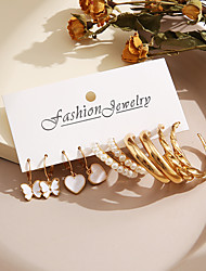 cheap -Women&#039;s Earrings Earrings Set Fancy Heart Butterfly Stylish Unique Design Elegant Vintage European Imitation Pearl Earrings Jewelry Golden / Gold / White / Gold For Wedding Street Daily Club Festival