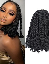 cheap -6 Packs Crochet Box Braids Curly Ends 10Inch Short Crochet Box Braids Hair for Kids Pre Stretched Box Braid Crochet Hair for Black Women 10inch 6packs