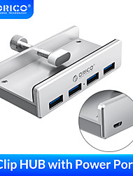 cheap -ORICO Aluminum 4 Ports USB3.0 Clip HUB with Power Supply High Speed 5GBPS Data Transmission for MAC OS PC