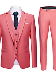 cheap -Watermelon Men&#039;s Wedding Suits 3 pcs Solid Colored Tailored Fit Single Breasted One-button 2022