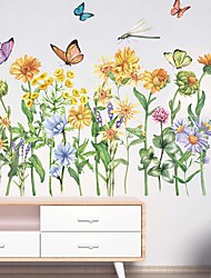 cheap -90x30cm/2pcs Wall Stickers Self-adhesive Small Fresh Flowers Butterfly Dragonfly Skirting Living Room Bedroom Wall Decoration