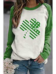 cheap -Women&#039;s Sweatshirt Pullover American US Flag Leaf Print Crew Neck Casual Sports Weekend 3D Print Streetwear St. Patrick&#039;s Day Hoodies Sweatshirts  Green
