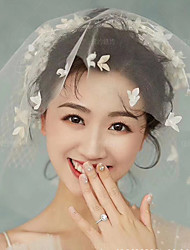 cheap -One-tier Cute / Sweet Wedding Veil Blusher Veils with Beading / Appliques Tulle