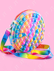 cheap -Pop Shoulder Bags Fidget Toy for Girls  Mini Rainbow Popper Purse- School Supplies Silicone Bag Halloween Christmas Favors