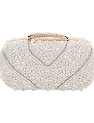 cheap -Women&#039;s Evening Bag Bridal Purse Evening Bag Acrylic Satin Pearls Pattern Pearl Rhinestone Party / Evening White