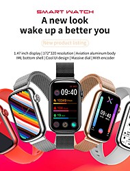 cheap -HM08 Smart Watch 1.47 inch Smart Band Fitness Bracelet Bluetooth Pedometer Sleep Tracker Heart Rate Monitor Compatible with Android iOS Women Custom Watch Face 24.4mm Watch Case / Sedentary Reminder