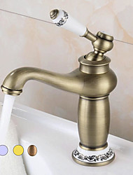 cheap -Retro Style Single Handle One Hole Bathroom Faucet,Brass Electroplated Chrome Standard Spout/Centerset,Brass Vintage Bathroom Sink Faucet Contain with Hot and Cold Water