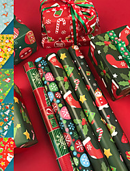 cheap -10 Pieces 75*51cm Christmas Gift Box Wrapping Paper Wedding Green Decoration Gift Wrap Artware Kraft Packing Paper Birthday Origami Paper