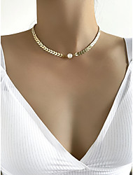 cheap -Necklace Women&#039;s Geometrical Imitation Pearl Arrow Fashion Vintage Modern Korean Sweet Cute Wedding Gold 30 cm Necklace Jewelry 1pc for Gift Carnival Engagement Prom Festival Round irregular
