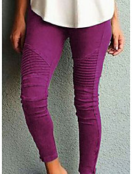 cheap -Women&#039;s Fashion Streetwear Jeans Tapered Carrot Pants Pocket Elastic Waist Full Length Pants Casual Weekend Inelastic Plain Denim Comfort Mid Waist Slim Purple Wine Army Green Khaki Green S M L XL XXL