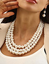 cheap -Women&#039;s necklace Chic &amp; Modern Party Pure Color Jewelry Sets / Imitation Pearl / White / Red / Purple / Fall