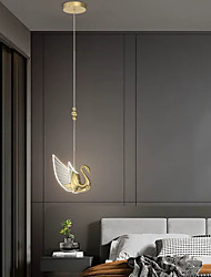 cheap -17 cm Nordic Pendant Light LED Swan Metal Electroplated Dining Room Lamp Bedside Chandelier Simple Staircase Lamp Bar Table Lamp Modern 220-240V