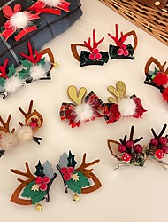 cheap -8 Pcs/set Antlers Hair Accessories Christmas Hair Pins Girl Cute Elk Pine Cone Hairpin Pair Clip Hair Ball Top Clips