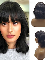 cheap -Human Hair 13x4 Lace Front Wig Bob Free Part With Bangs Brazilian Hair Straight Brown Wig 130% 150% 180% Density with Baby Hair Natural Hairline African American Wig 100% Hand Tied Bleached Knots For
