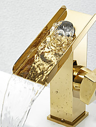 cheap -Bathroom Sink Faucet - Waterfall Antique Brass Centerset Single Handle One HoleBath Taps