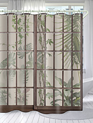 cheap -Retro Simple Wooden Door Series Digital Printing Shower Curtain Shower Curtains  Hooks Modern Polyester New Design