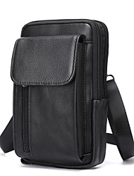 cheap -Men&#039;s Bum Bag Fanny Pack Mobile Phone Bag Sling Shoulder Bag Nappa Leather Cowhide Zipper Daily Black Brown Coffee