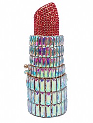 cheap -Women&#039;s Evening Bag Handbags Clutch Alloy Crystals Chain Rhinestone Party / Evening Date Pink Rainbow Light-gold