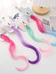 cheap -Colored Hair Extensions for Girls 25cm Children&#039;s Color Wigs Hair Accessories Cute Cartoon Unicorn Hairpins Little Girls Holiday Dress up Accessories