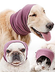 cheap -Calming Dog Ears Cover for Noise Reduce, Pet Hood Earmuffs for Anxiety Relief Grooming Bathing Blowing Drying, Puppy Neck Ear Warmer for Small Medium Large Dog Cat, Stretchy Head Sleeve Snood Winter