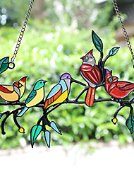 cheap -Birds Window Art Double Sided Multicolor Style Birds Hand-Painted Colors Alloy Hangings, Bird Series Alloy Decorations, Glass Window Decorations,Gifts for Bird Lover and Alloy Material