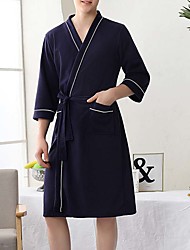 cheap -Men&#039;s Pajamas Loungewear Robes Gown Sleepwear 1 pc Pure Color Fashion Soft Home Bed Spa Polyester Lightweight V Wire # Basic Spring Summer Gray Navy Blue