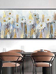 cheap -Oil Painting Handmade Hand Painted Wall Art Abstract Plant Floral  Small White Daisies Home Decoration Decor Stretched Frame Ready to Hang