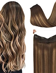 cheap -Hair Extensions 12-18 Inch Straight Real Human Hair Extensions Clip in Hidden Crown Hair Extensions with Invisible Wire Layered Hairpieces For Women