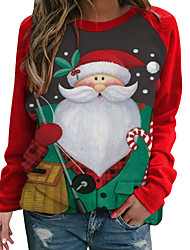 cheap -Women&#039;s Sweatshirt Pullover Santa Claus Christmas Tree Print Crew Neck Christmas Christmas Gifts Daily 3D Print Active Streetwear Hoodies Sweatshirts  Blue Black Green