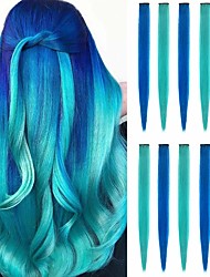 cheap -10 PCS Colored Hair Extensions LADYAMZ Multi-color Party Highlights Clip in Synthetic Hair Extensions Colorful Hair Accessories for Girls Women Kids Straight Hairpieces 22 inch(PurplePrincess Pink